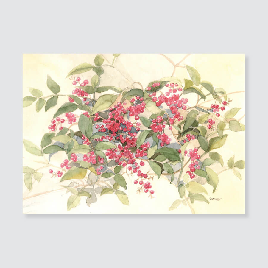 128 nandina berries note card / mini-note card