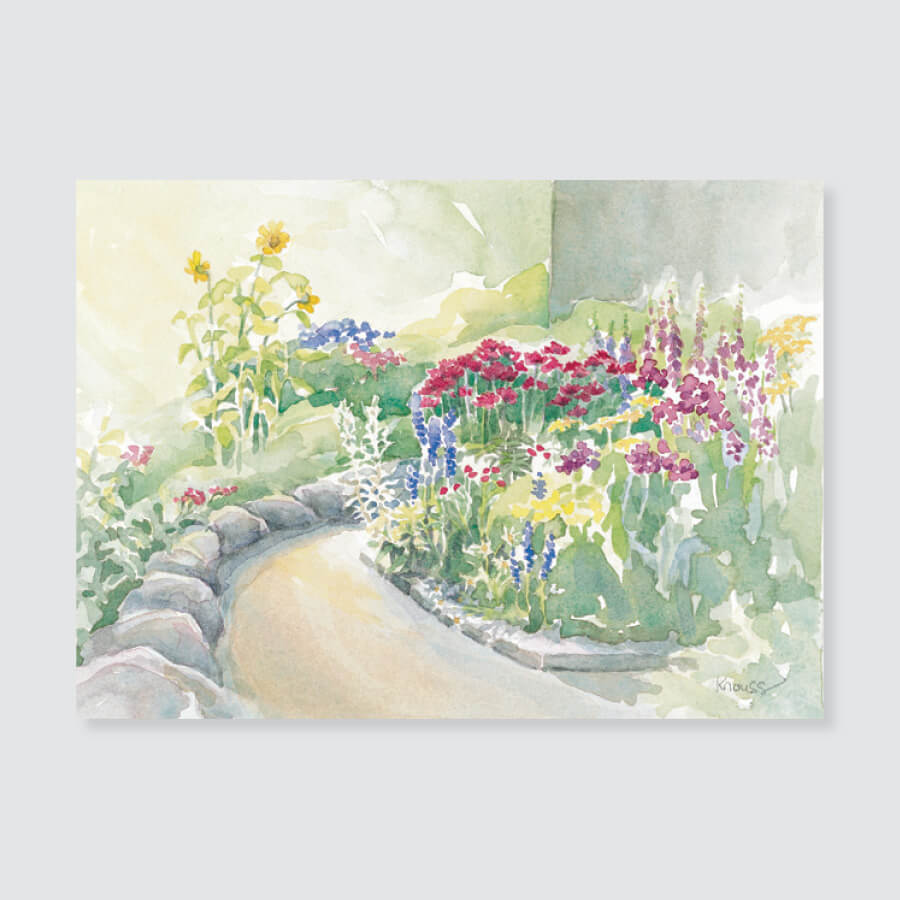 165 garden path note card / mini-note card – Martha Knouss WaterColours