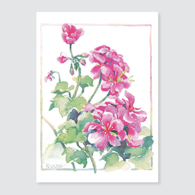 176 pink geranium note card